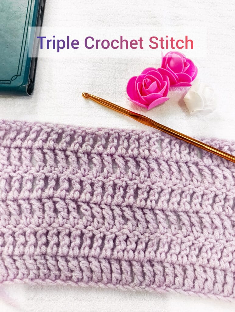 A triple crochet stitch swatch for beginners