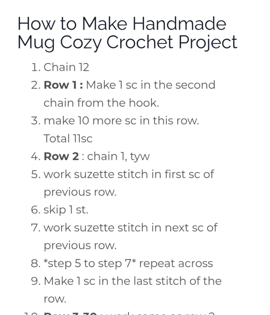 The crochet pattern appears to be written.